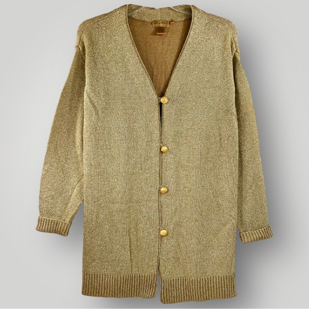EWEAR SIZE 2X DESIGNER GOLD GLITTERY  LONG SLEEVE SWEATER